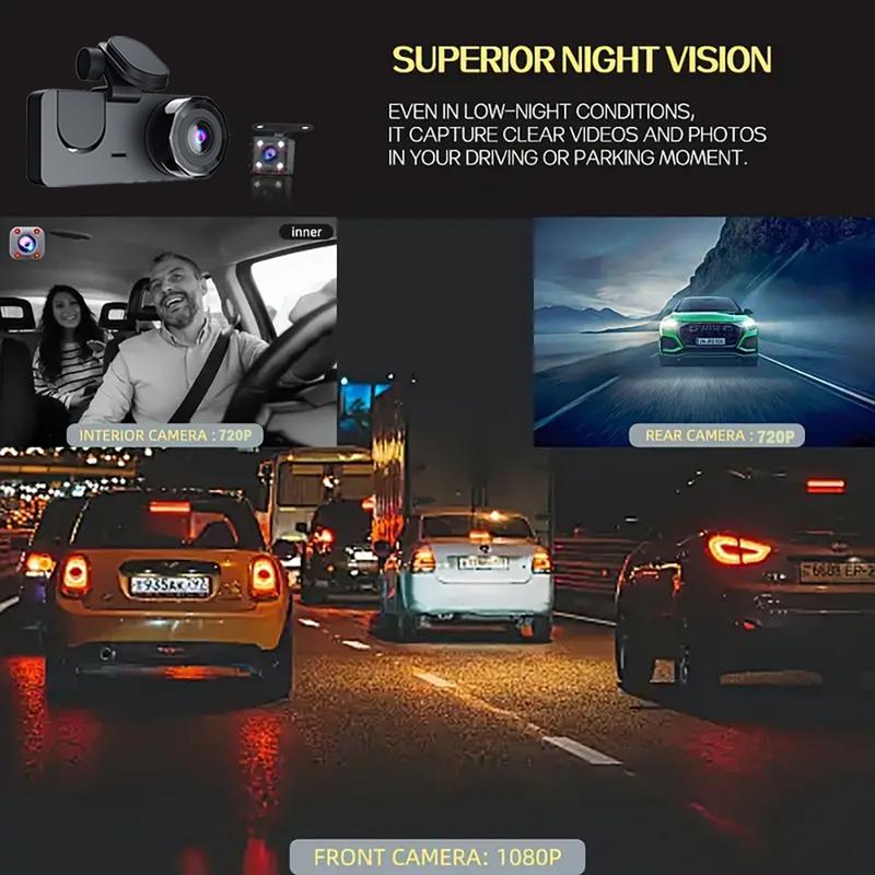 Product Introduction of 【24-hour shipping+free shipping+COD】1080P Dash Cam for Cars WIFI APP 3 Channel Video Recorder Night Vision Rear View Camera for Vehicle Black Box Car Accessories 8