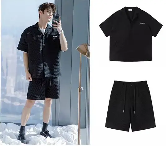 bộ sơ mi cộc tay vải cotton xốp thêu chữ SMC-01 3