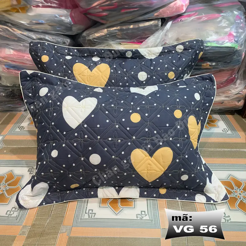 Vỏ gối trần bông dày dặn Bảo Đức Bedding 45x65cm mẫu 2 trần ếch xanh 5