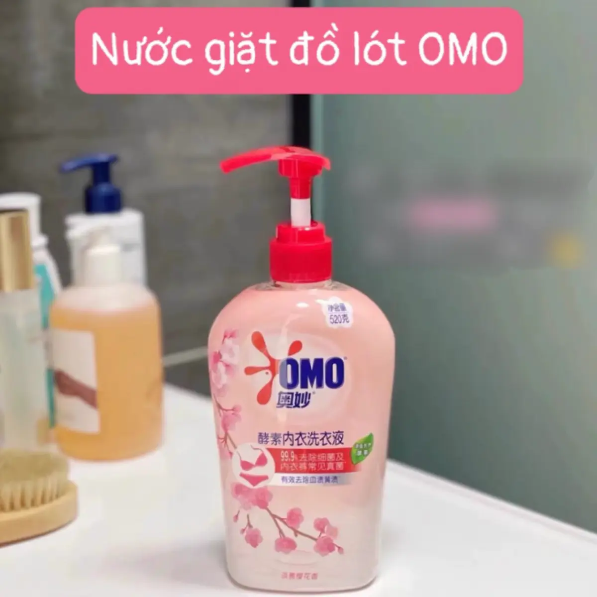 Nước giặt đồ lót chuyên dụng chai 300ml, loại bỏ vi khuẩn, khử mùi, hương hoa anh đào dịu nhẹ