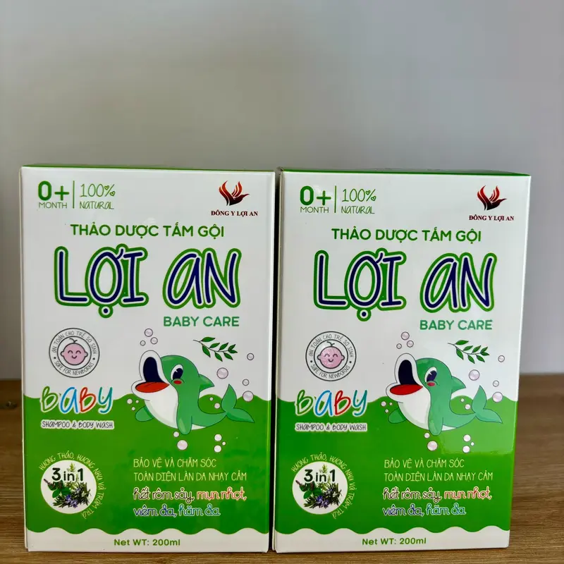 Sữa Tắm Gội Thảo Dược Lợi An Cho Bé Chính Hãng 200 ml - Hỗ trợ rôm sảy, mẫn ngứa, lông măng, vảy da đầu... nuoctam thaoduoc 6