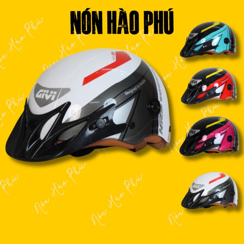Mũ bảo hiểm Tem GIVI lót nâu mũi nhọn thể thao cao cấp nón bảo hiểm nam nữ chính hãng helmet