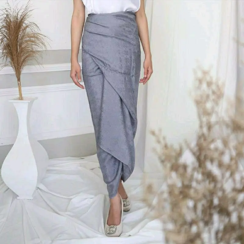 rok lilit tali viscos tali Flowy Panjang Wanita Motif Baju 1