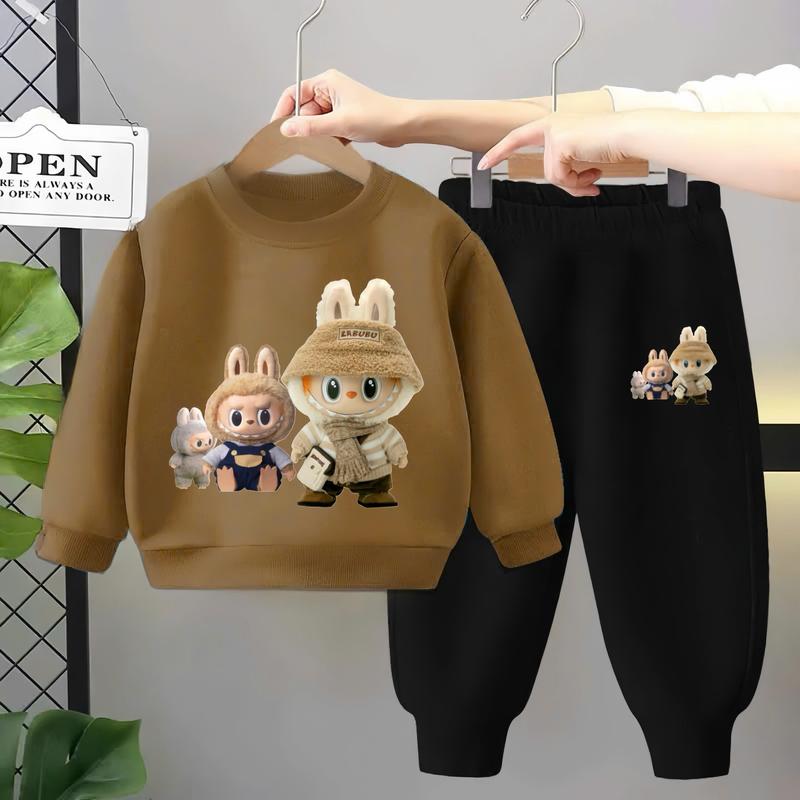 Bộ Thu Đông LABUBU Cho Bé Trai Bé Gái In Hình LABUBU Bộ Ba Hottrend Chất Nỉ Bông Mềm Mịn Cho Bé Từ 6-30kg ( Mã 03 )