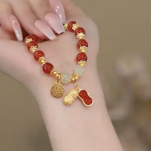 (Bebas beli 2 dapat bonus) T36 COD Gelang karet kacang merah titanium   Bracelets