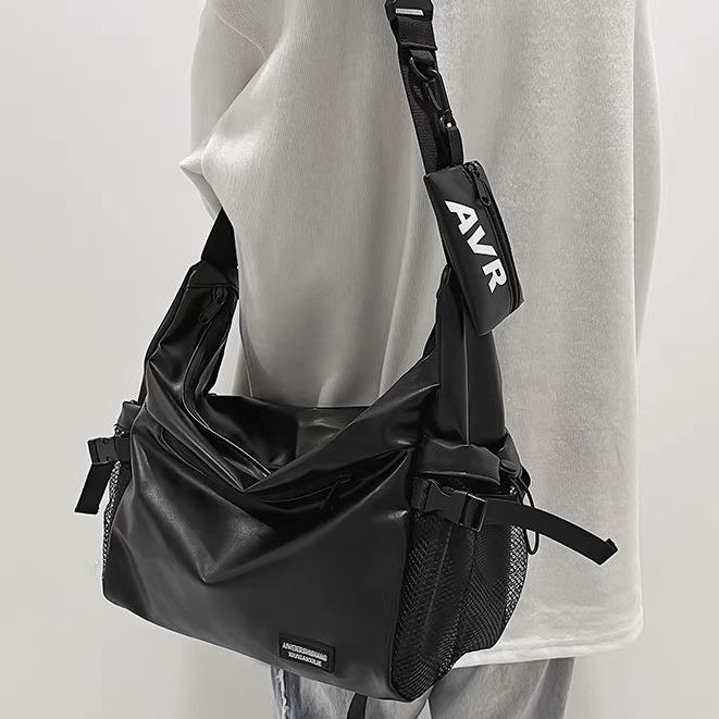 Túi đeo chéo nam nữ Da Pu unisex cỡ lớn đi học Bag Đeo Vai Nhiều Ngăn