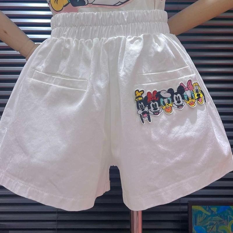 Quần Short kaki 2 túi thêu Hoạt hình lưng chun co giãn Jiwa Quảng Châu chính hãng Nữ Women