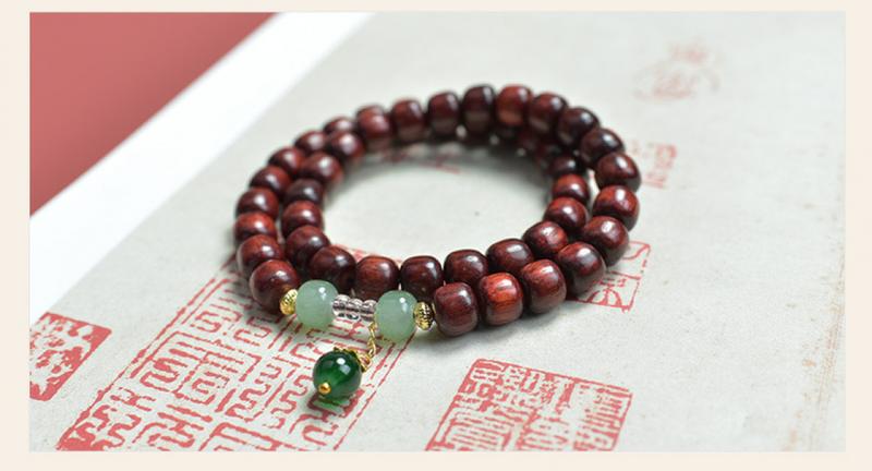 Product Introduction of Chinese Style Traditional Rosewood Hand Carved Artistic and Ancient Style Bracelet Multi-Circle Men's and Women's Crafts Wooden Prayer Beads Bracelet 8