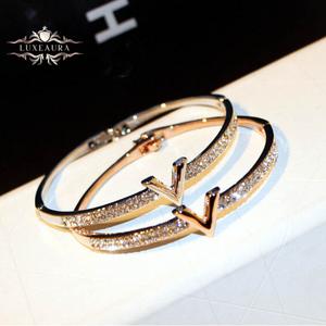 Gelang Tangan Elegan, Fesyen Baru, Gaya Korea, Eropah dan Amerika, Reka Bentuk Mudah dan Elegan, dengan Huruf Berlian Buatan, untuk Wanita