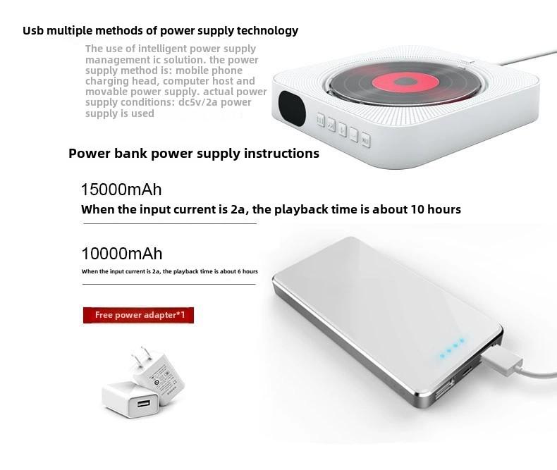 Product Introduction of Wall mounted CD player with Bluetooth remote control USB music player LED display speaker portable FM radio 6