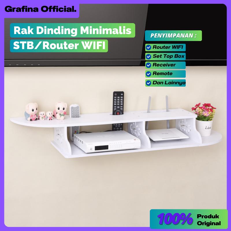 Rak Dinding Minimalis Gantung Ambalan Set Top Box Router WIFI DVD 2 ...
