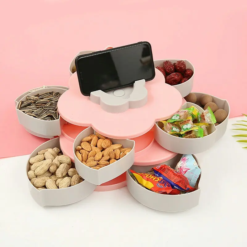 Khay Đựng Mứt Tết 2 Tầng Xoay 360 Độ Hộp Đựng Mứt Song Anh Decor Tết 2021 3