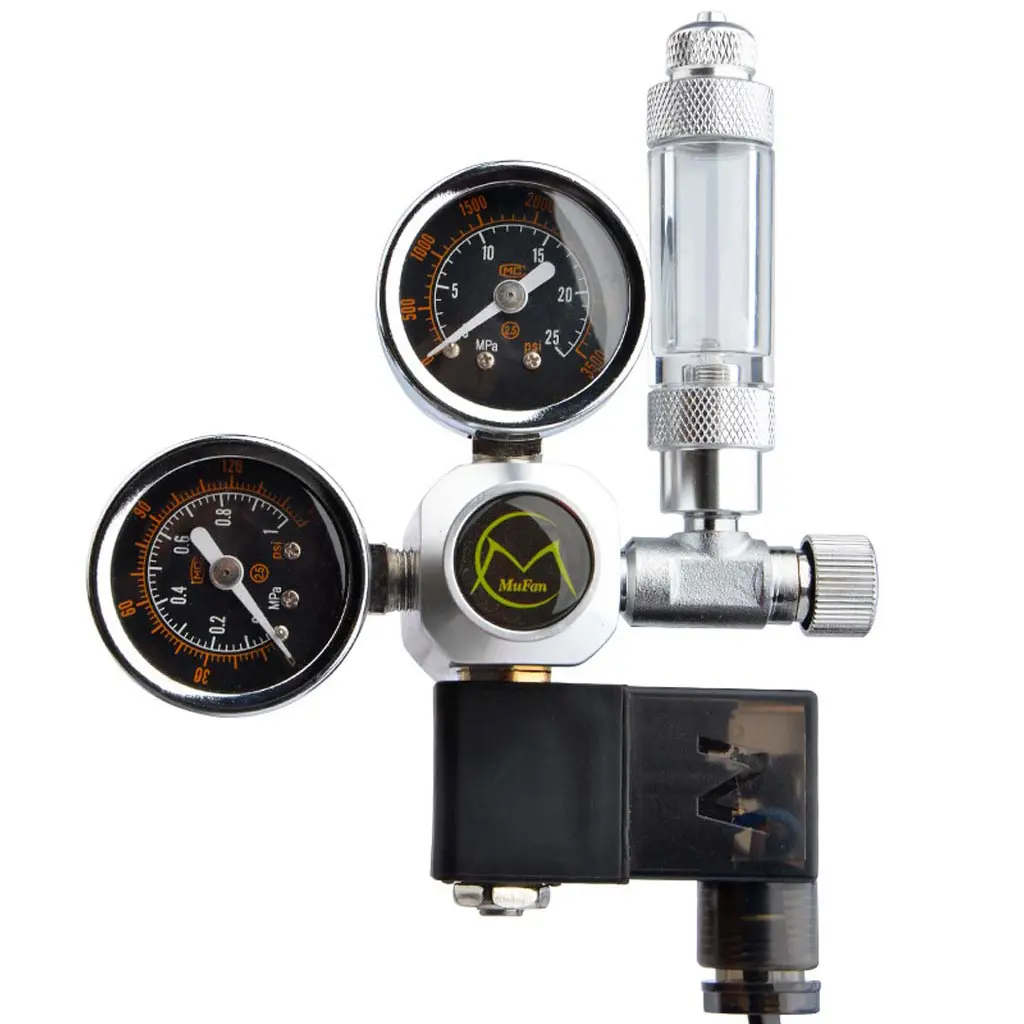 Aquarium CO2 Pressure Regulator 220V Electromagnetic Pressure Gauge System