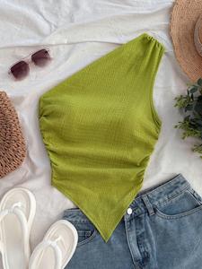 Top sin mangas para mujer con cuello asimétrico, casual para uso diario, ropa de damas para todas las estaciones