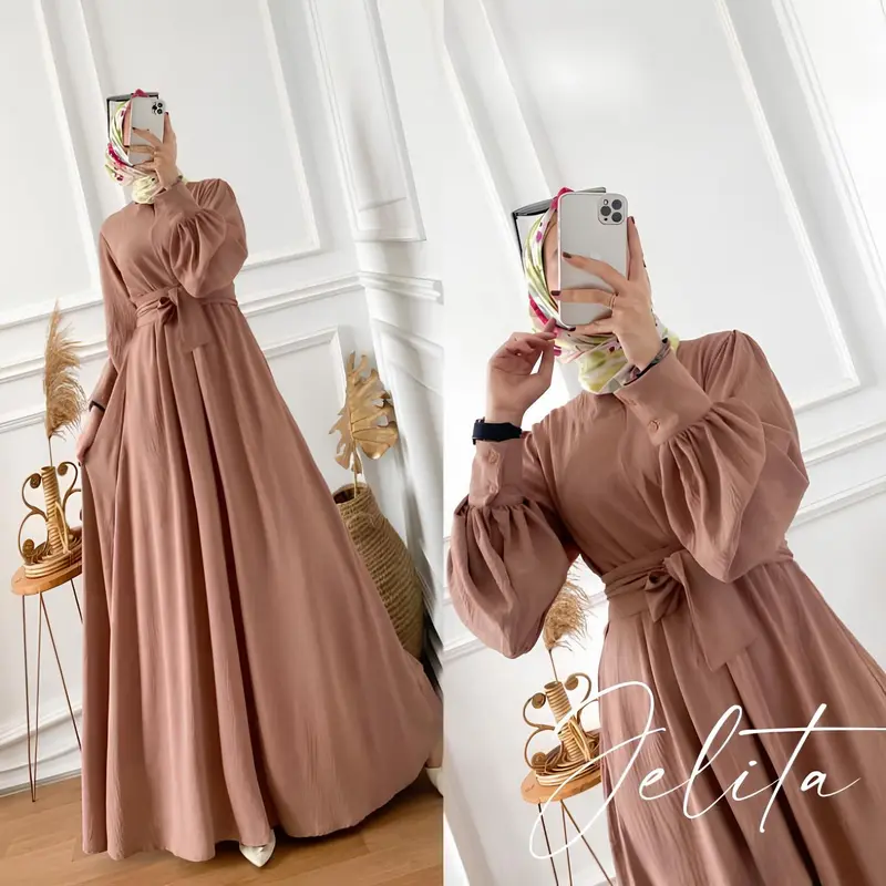 JELITA DRESS MAXY CRINKLE AIRFLOW / DRESS WANITA KEKINIAN Muslim Panjang 3
