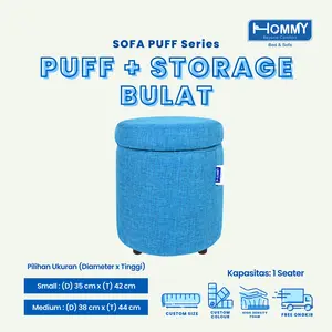 Sofa Puff Storage / Stool Storage Minimalis / Puff Storage Bulat HOMMY