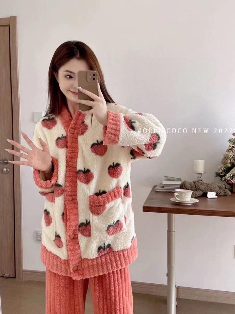 Product Introduction of [FREESIZE][HÀNG QC] SET Đồ bộ nữ lông cừu, Đồ bộ nữ ủ kem đào cam đào hồng Ann nhiênn shop ấm áp 3