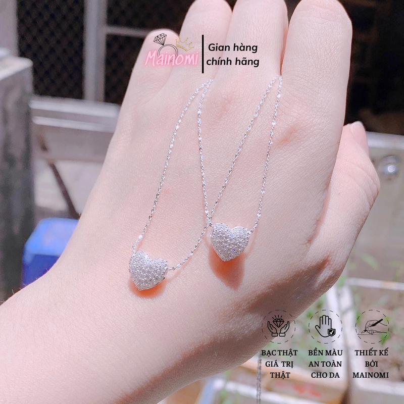 Dây chuyền tim 2 mặt xinh xắn lấp lánh chuẩn bạc MAINOMI