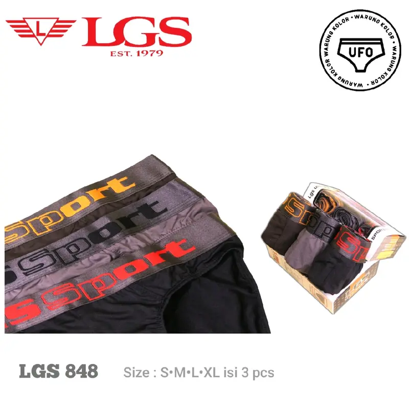 Celana dalam pria LGS 848 isi 3 pcs Polos Karet Sport 2