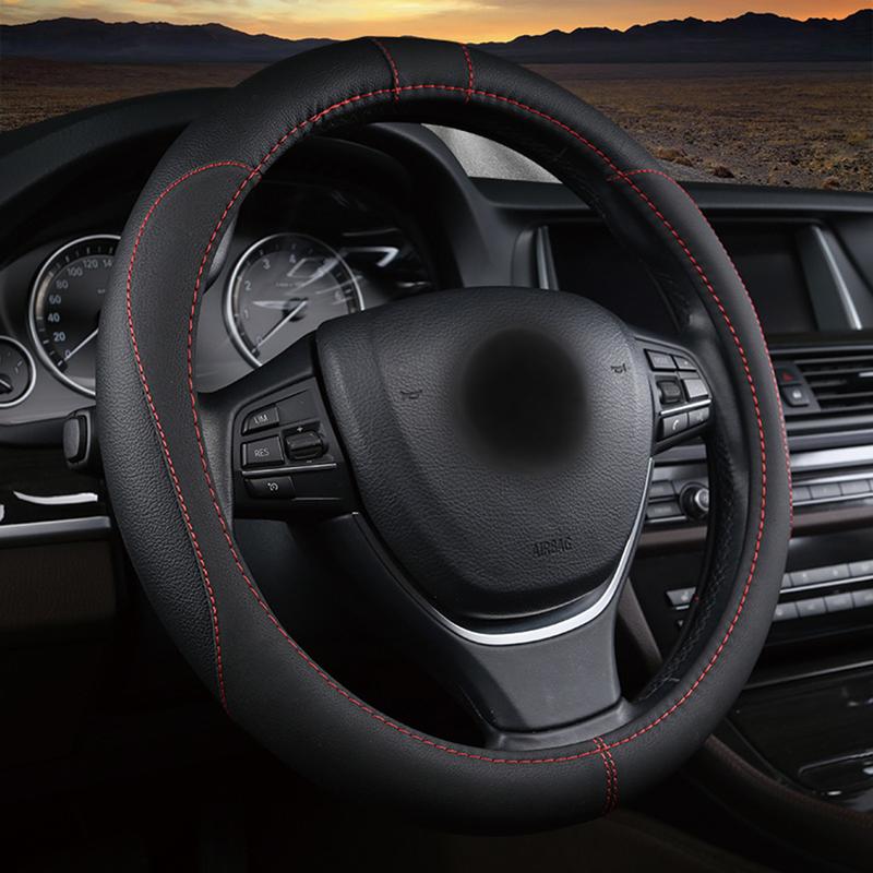 Car Steering Wheel Cover Microfiber Leather Breathable Non-Slip Steering Wheel Cover Pu Leather Universal 37-38 Cm Four Seasons Universal 2