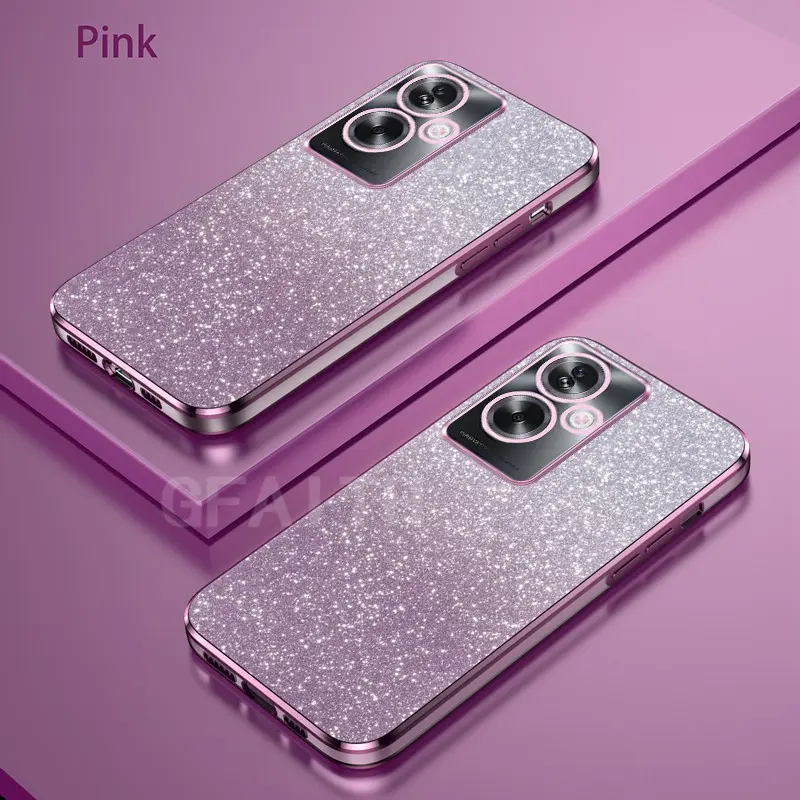 New Casing OPPO A79 A3X A3 A3Pro 5G A60 A38 A18 A58 A78 A77 A77S A57 A17 A17K A16 Reno 12 12PRO 11F 11 11Pro  Hot Sales Transparent Electroplated Shell OppoA18 With Glitter Paper Lens Protective Cover Handphone Case OppoA79 OppoA38