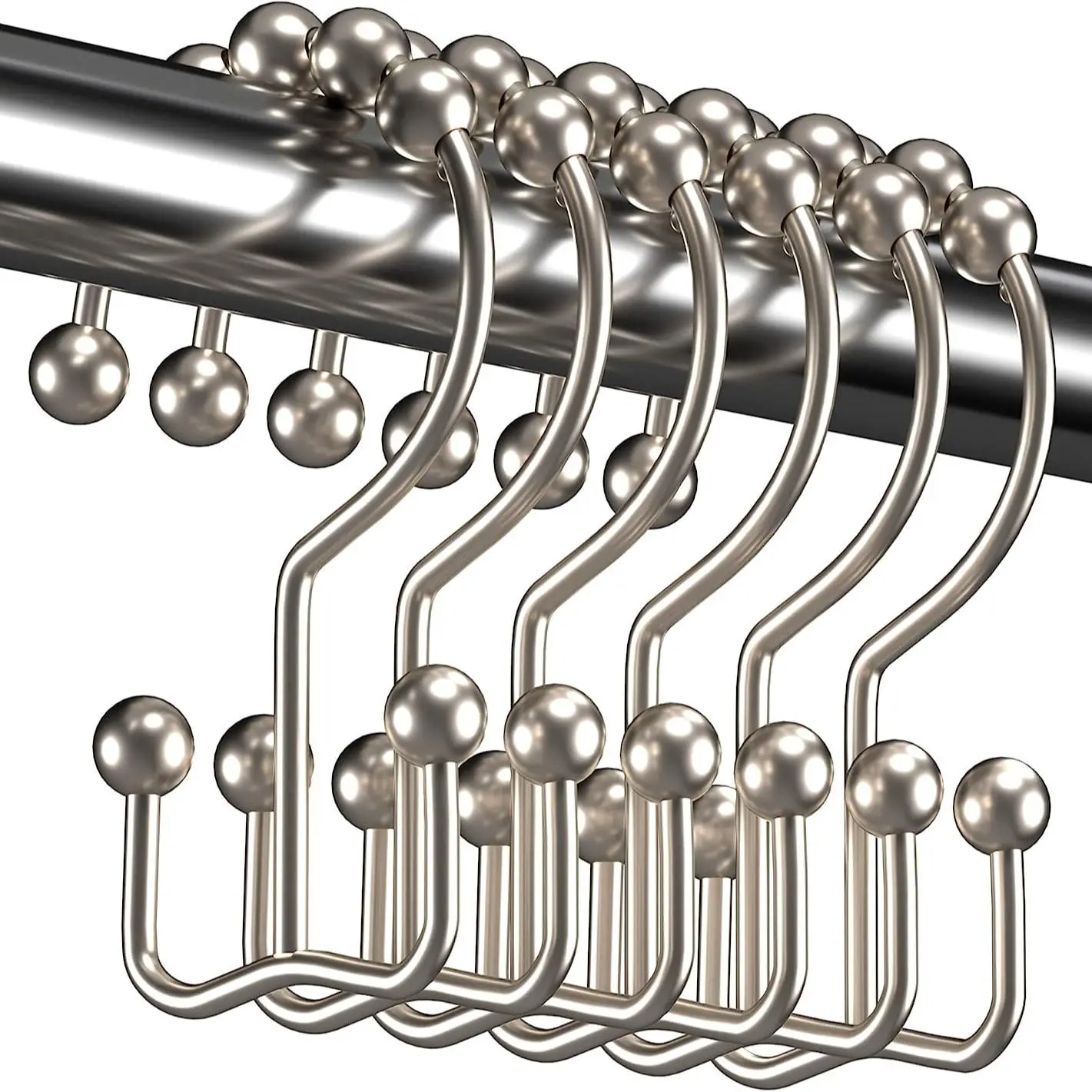 Stainless Steel Shower Curtain Hook, 12pcs Double Sliding Shower Curtain Hook, Shower Curtain Hook for Bathroom