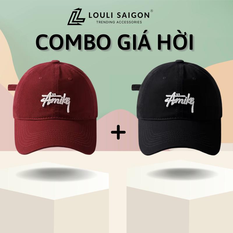 [COMBO 2] Mũ lưỡi trai LOULI SAIGON thêu chữ AMIKE cho nam nữ, nón form mềm vải kaki cao cấp