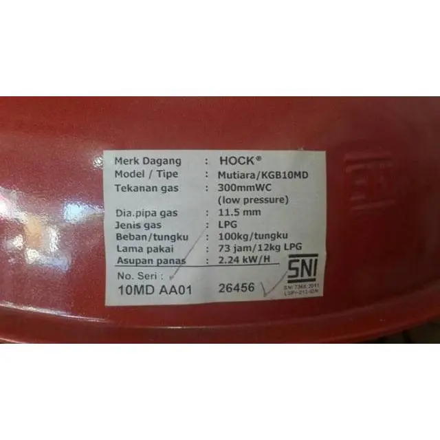 Hock kompor gas LPG 1 tungku KGB10MD - 100 mutiara Deluxe KGB 10MD 100MD 1