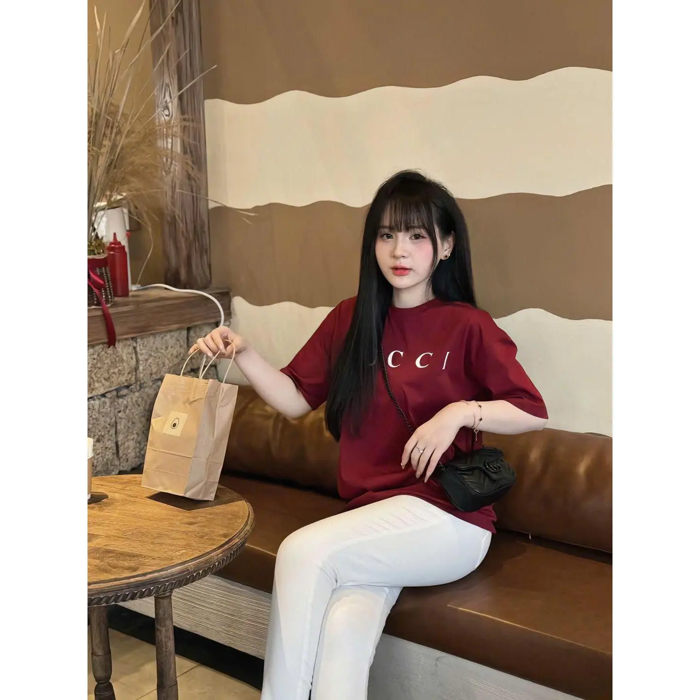 Áo phông G.C đỏ siêu hot, chất liệu cotton cao cấp co dãn, thoáng mát, size S-XL - Women