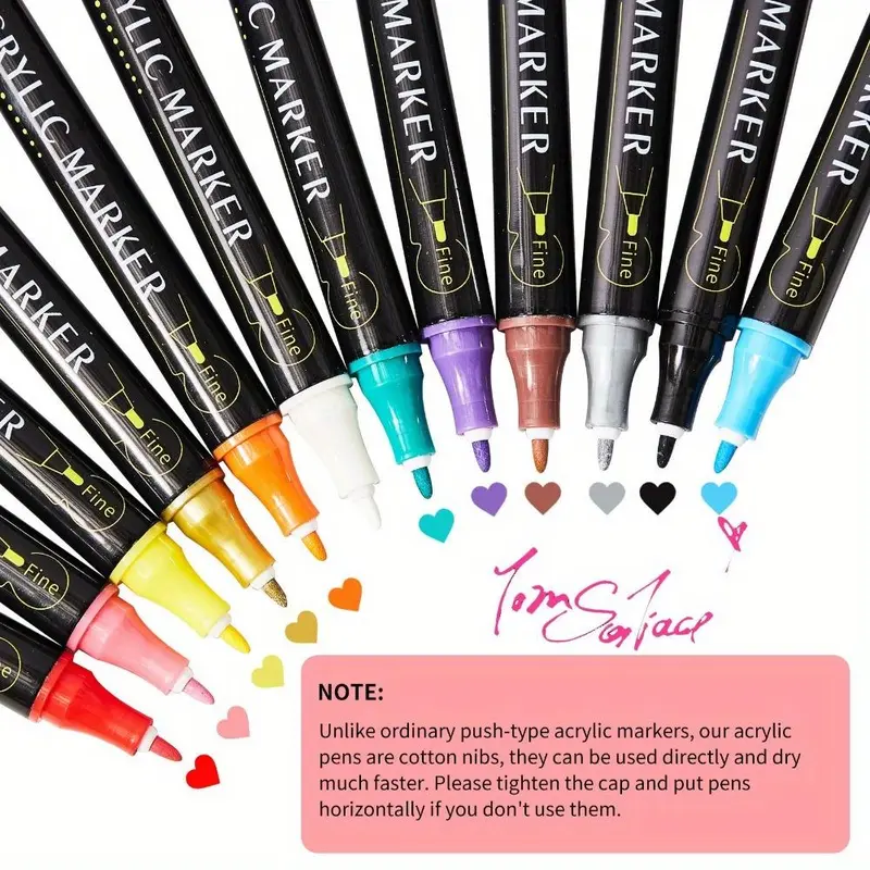 Dual Tip Acrylic Paint Pen, 12pcs/24pcs Premium Acrylic Paint Pen for Wood, Canvas, Stone, Rock Painting, Glass, Ceramic Surfaces, DIY Crafts Making Art Supplies 5