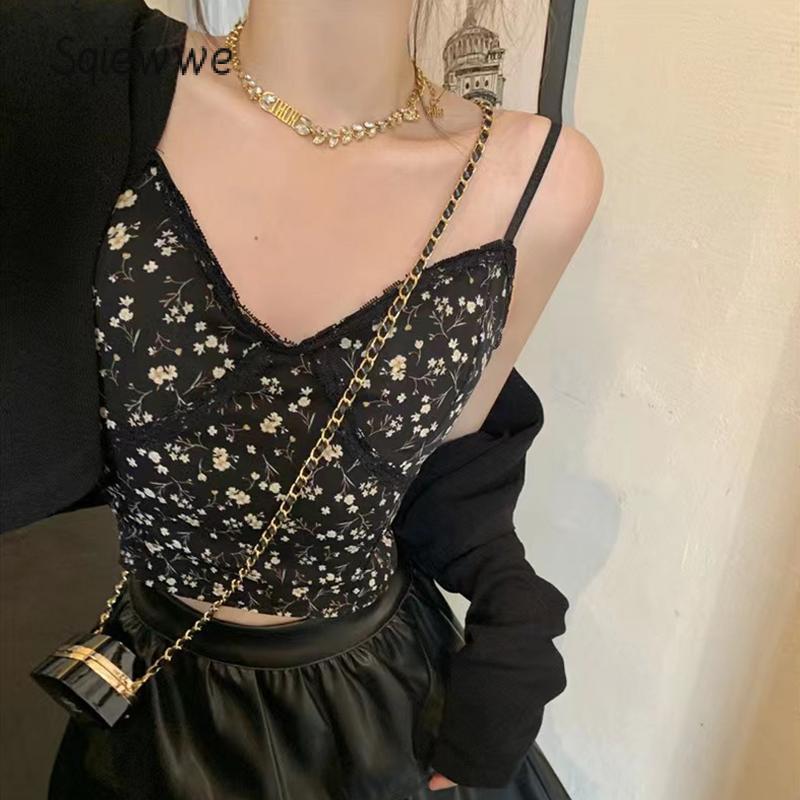 Product Introduction of Women's Padded Crop Cami Tops Slim Lace Trim V Neck Backless Floral Camisole for Summer 29