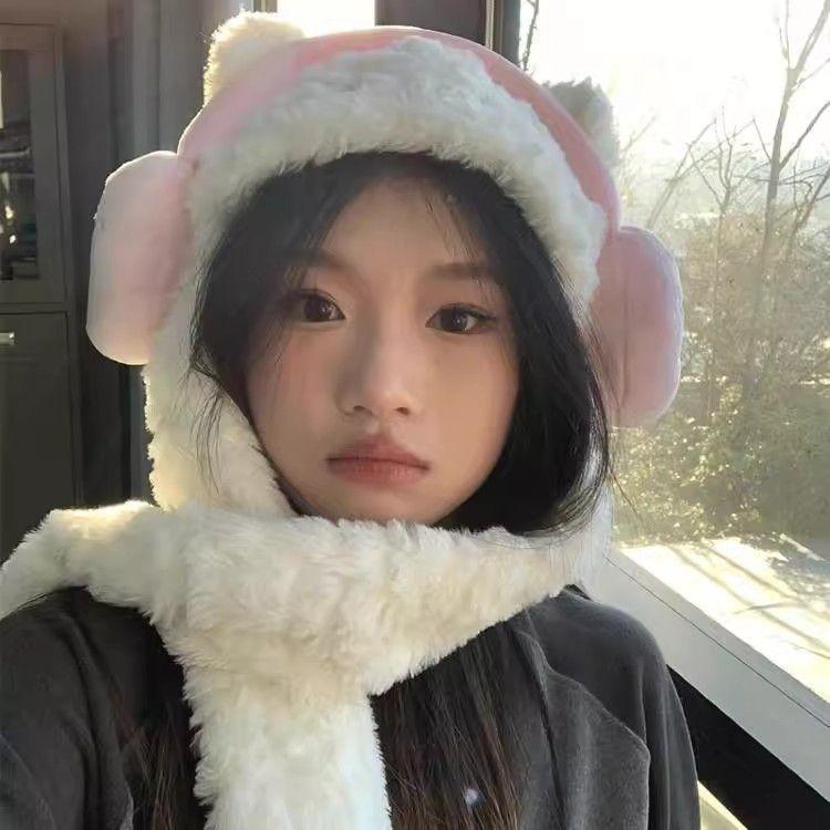 Product Introduction of Mũ Mèo, Tai Nghe Và Khăn Quàng Cổ Tích Hợp, Nữ Mùa Thu Và Mùa Đông, Hello Kitty Nhồi Bông Dễ Thương Và Dễ Phối Đồ, Chu Vi Đầu Lớn, Lót Lông Cừu Mùa Đông, Dày Dặn 3