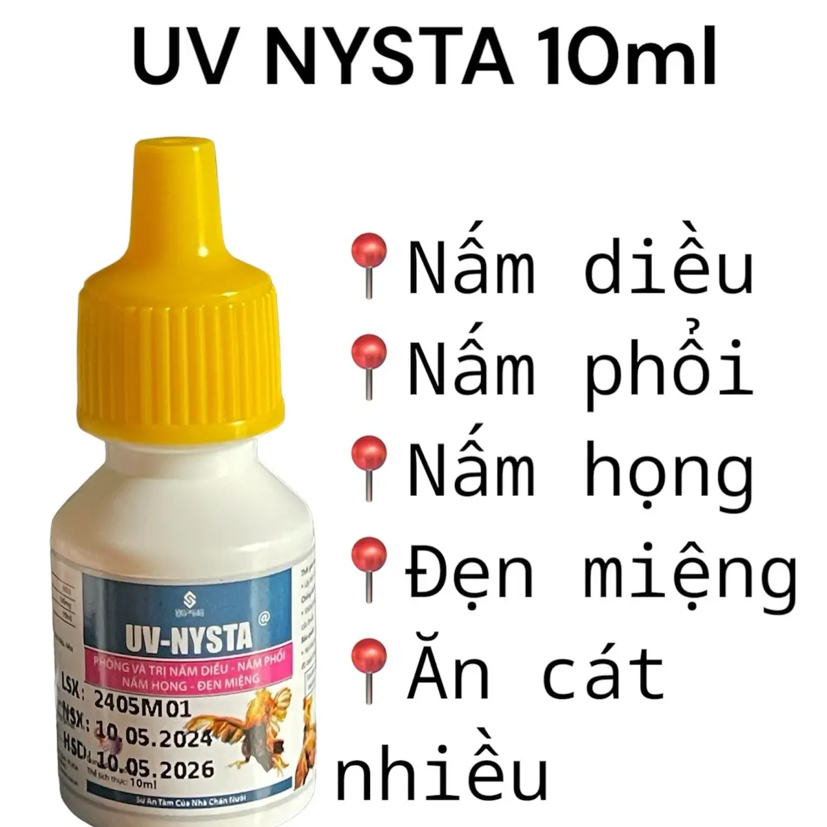 2 lọ UV Nysta 10ml- nấm diều, nấm phổi, nấm họng - đẹn miệng cho gà - dạng nhỏ