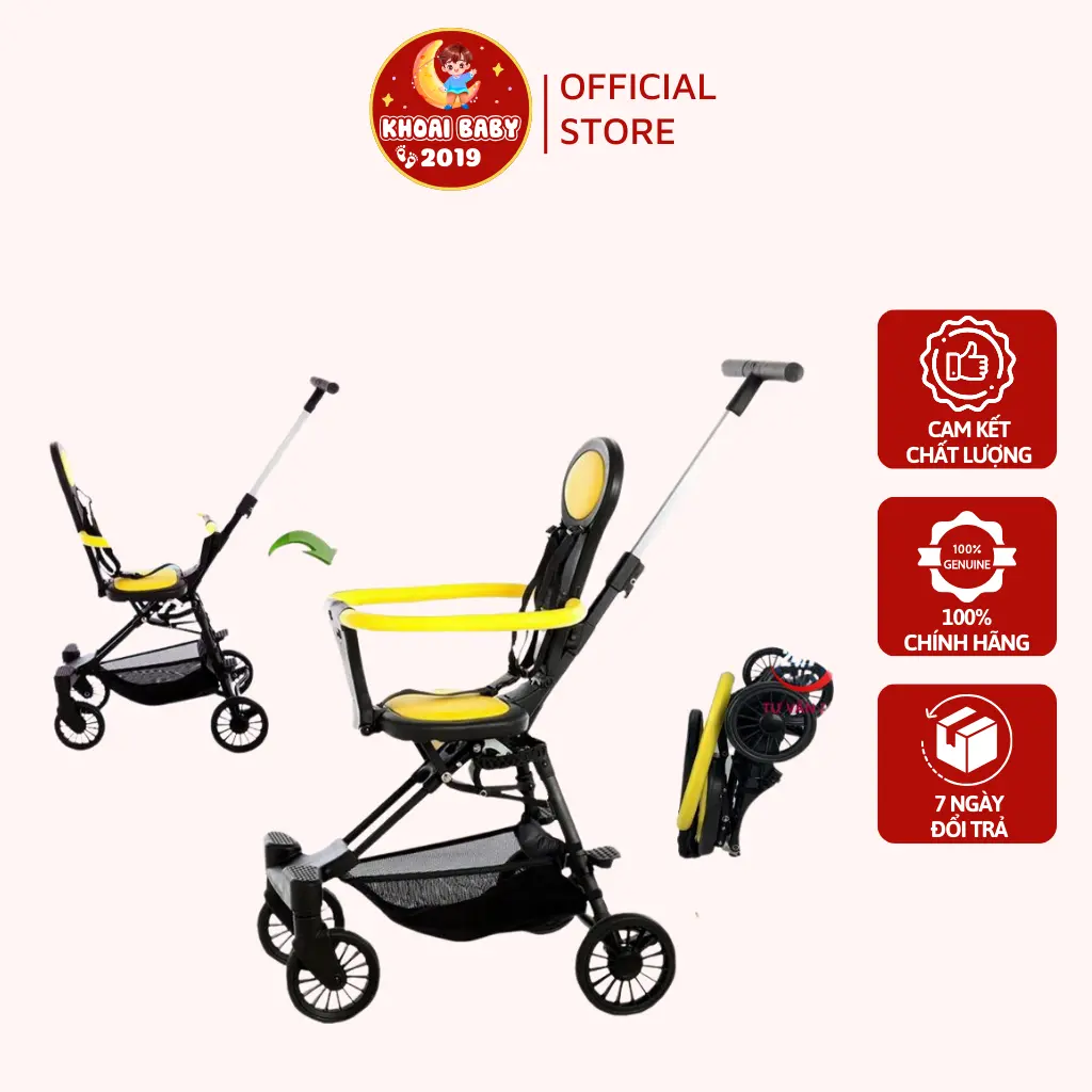 Xe Đẩy Cho Bé Gấp Siêu Gọn Đảo Chiều Tiện Lợi V-BABY Q2-KHOAIBABIES