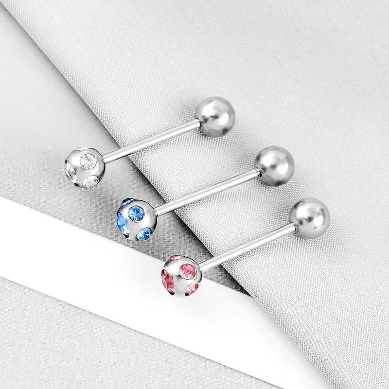 Product Introduction of Stainless Steel Colored  Tongue Stud Barbell Ear Cartilage Stud Piercing Piercing Jewelry Straight Bar 4