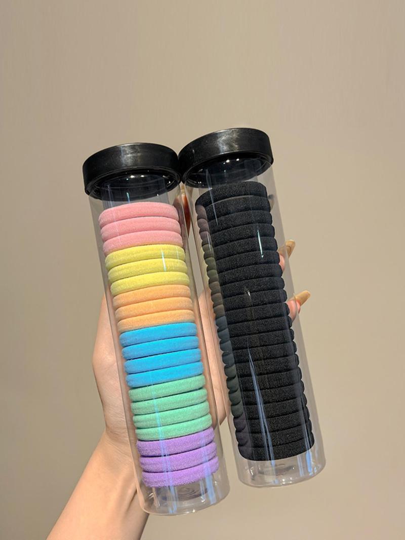 Product Introduction of Simple Plain Color High Stretch Nylon Hair Ties, Ponytail Braid Hair Holder, Assorted Colors, Casual Versatile Hair Accessories for Girls Women 14