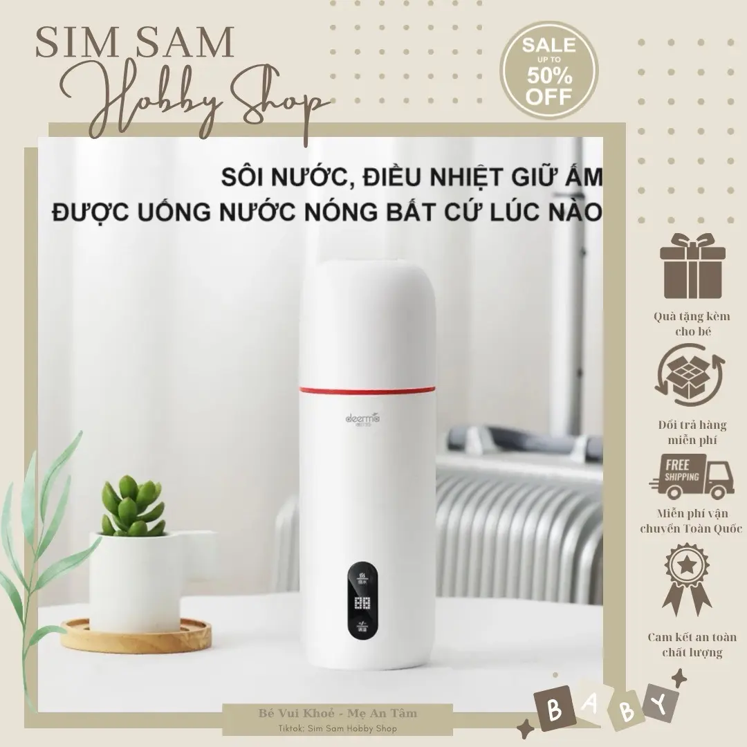 Bình đun siêu tốc giữ nhiệt Deerma DRO35S cầm tay với 3 lớp cách nhiệt thông minh - Bảo hành 12 tháng Bình Đun Nước