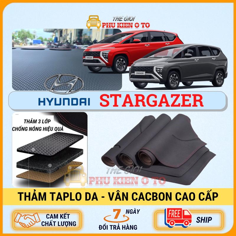 Thảm taplo ô tô Hyundai Stargazer 2022 - 2024 chất liệu da cacbon cao cấp che nắng, chống bám bụi tốt, thẩm mỹ đẹp
