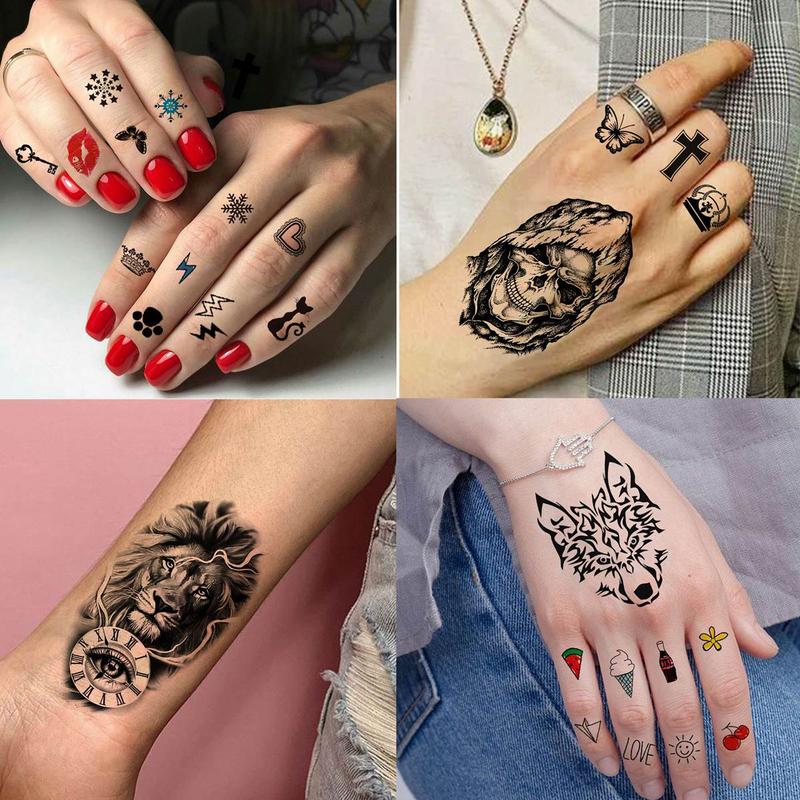 Animal Pattern Temporary Tattoo Sticker, 60pcs/set Fake Tattoo Sticker, Body Art Sticker for Women & Men, Realistic Tattoo Sticker for Arms, Neck, Ankle, Legs, Painless Body Art Decoration 5