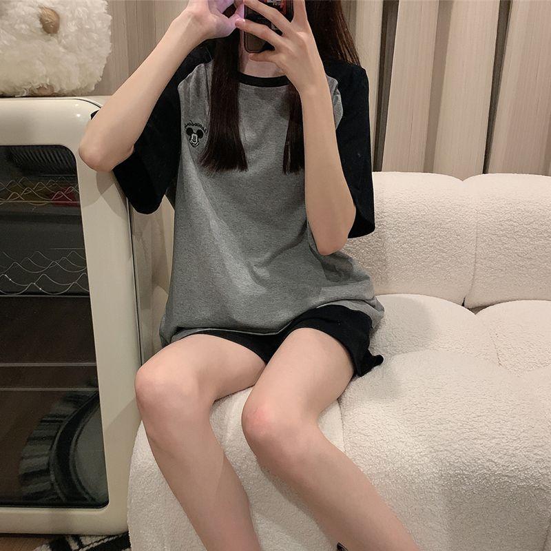Bộ Đồ Ngủ Nữ, Phong Cách Mùa Hè, Áo Sơ Mi ngắn Tay Và Quần Đùi, Thiết Kế Hoạt Hình Dễ Thương Và Tươi Mới, Dáng Rộng Thường Ngày Thích Hợp Cho Học Sinh, Có Thể Mặc Được, Bộ Đồ Mặc Nhà do  bolatin 7