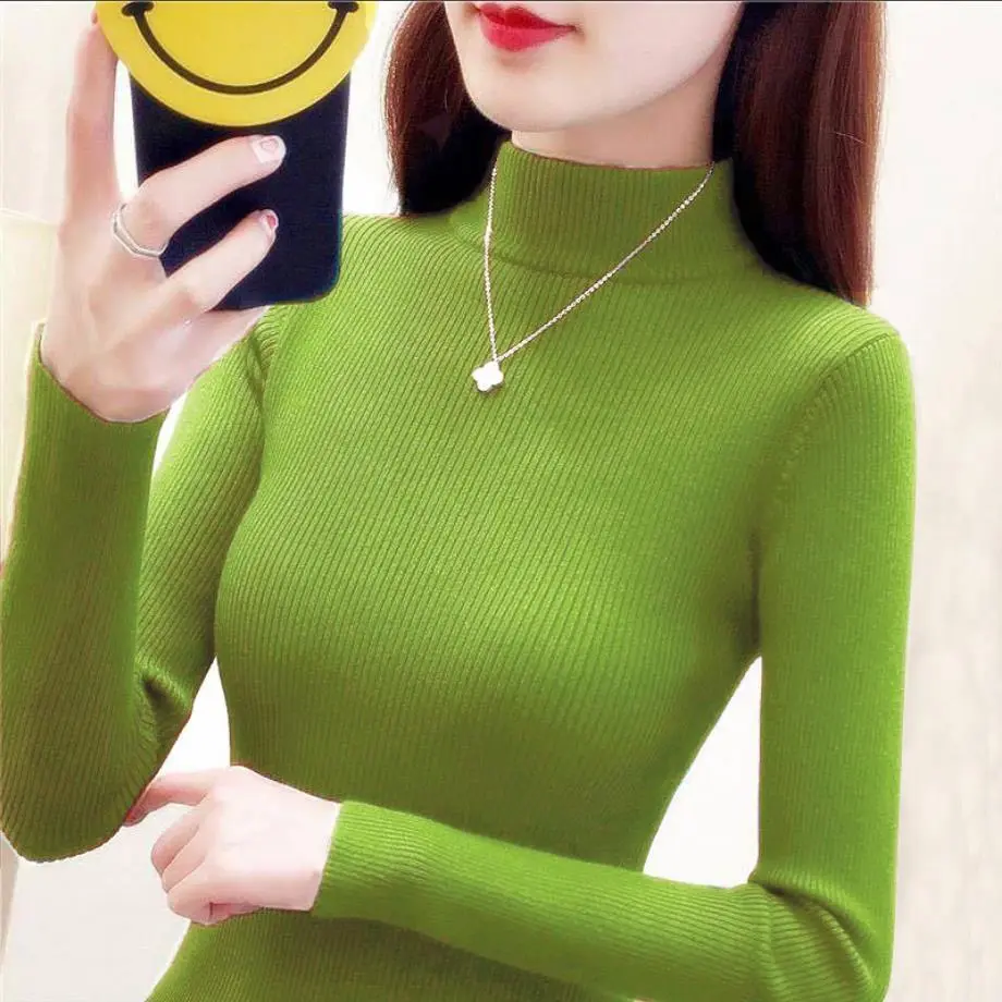 Áo Chui Đầu Cổ Lọ Nửa, Thời Trang, Dành Cho Nữ, Dài Tay, Mỏng Vừa Vặn, Áo Lớp Cơ Sở Dệt Kim Bên Trong, Dễ Phối Đồ, Thích Hợp Cho Mùa Thu Và Mùa Đông, Hàng Mới Về