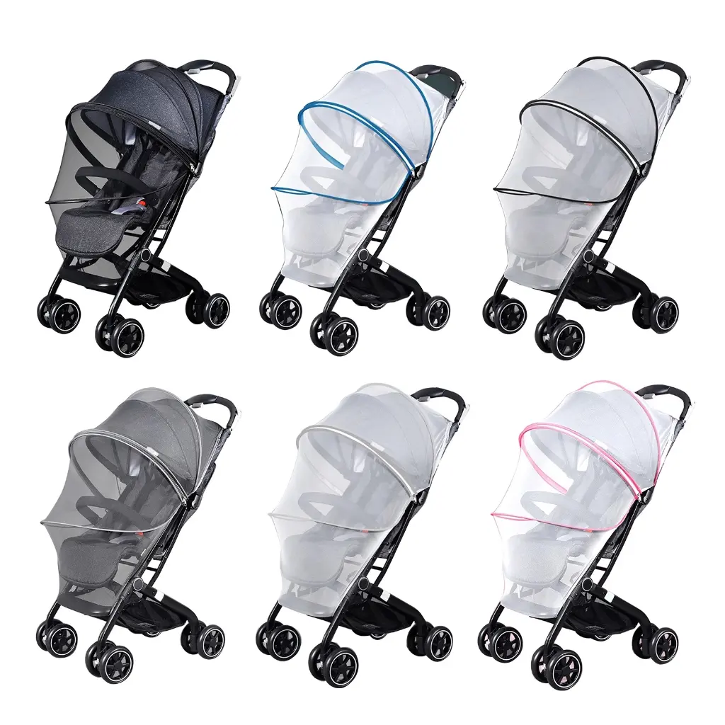 Universal Net for Strollers Foldable Pram Fly Net Portable Crib Net Breathable Cover with Zippers for Parents Travel
