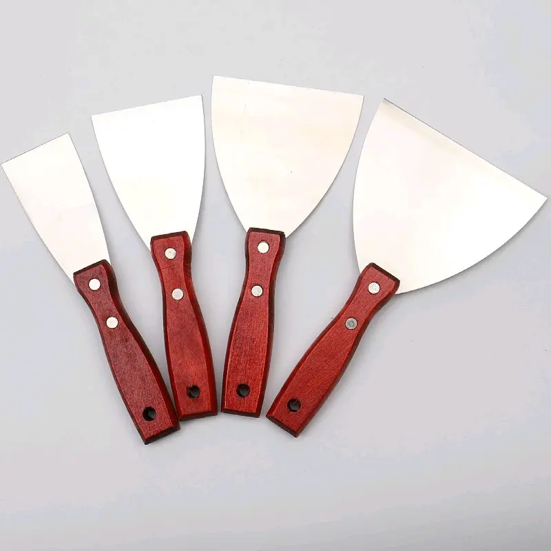 Xúc bột trét inox cán gỗ, dao xúc bột bả, sủi inox gỗ kiểu Nhật 5-15cm 0