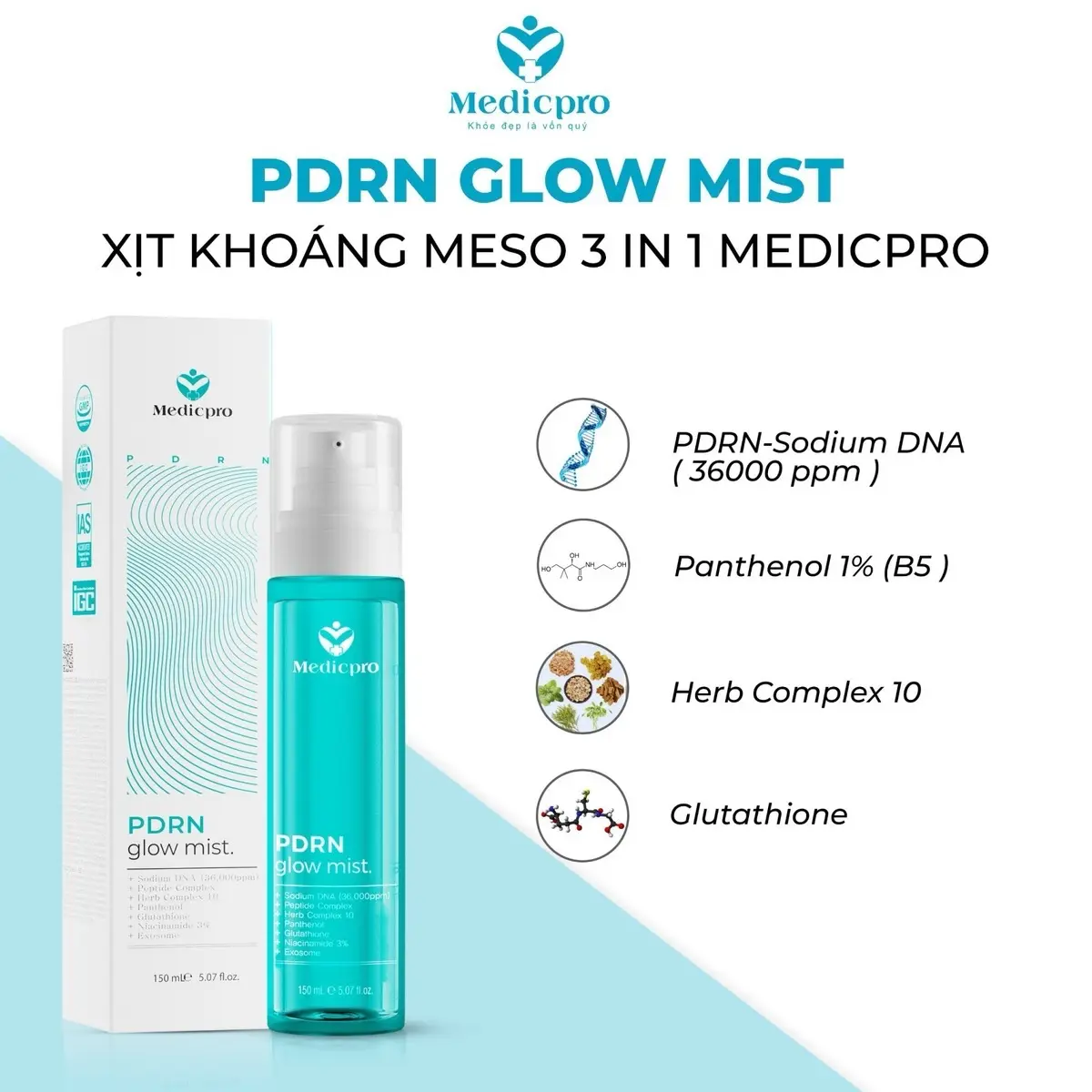 Xịt Khoáng MESO 3 IN 1 MEDICPRO Hàn Quốc phù hợp mọi loại da