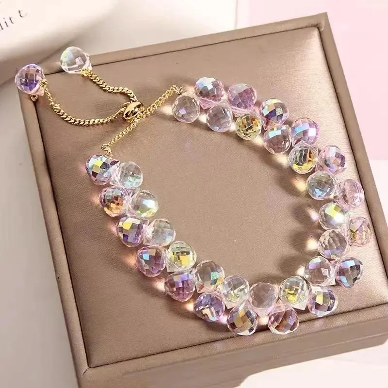 Vòng Tay Pha Lê, Phong Cách Áo, Với Hạt Lấp Lánh, Vòng Tay Sợi Dây Thừng Dây Thun Sành Điệu, Dành Cho Phụ Nữ, Đồ Trang Sức