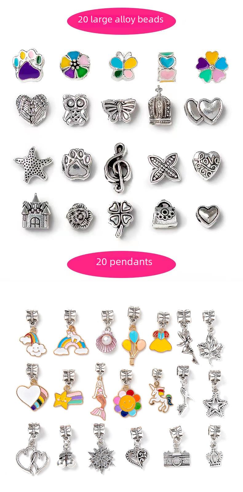 Product Introduction of Cross-Border Hot-Selling Children's Handmade Crystal Loose Beads Alloy Bracelet DIY Beading Material Kit Jewelry Accessories Gift Box Set 30