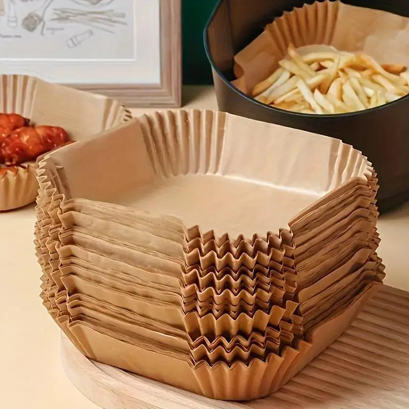 Disposable Air Fryer Liner, 100pcs Square Baking Paper Liner, Non-stick Baking Tray, Kitchen Baking Tool for Home Use 0