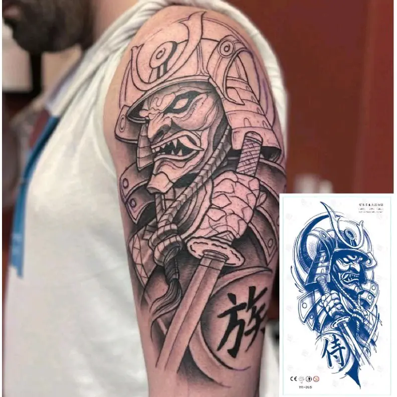 Zaril Sticker Tato Temporer Semi Permanen Tahan Lama Anti Air 1 Bulan Mode Tentara Jepang - Temporarry Tattoo Biru Hitam Temporary Waterproof Silver Tubuh Wajah