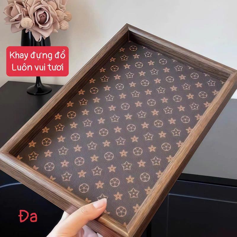  Khay đựnġ Đồ Nhựa Giả Gỗ Hoạ Tiết Sang Trọng Decor Phòng Khách.Khay đựnġ Cốc,Hoa Quả Bánh Kẹo Siêu xᶖnh.Khay đựnġ Đồ Trang Sức Phối Da 