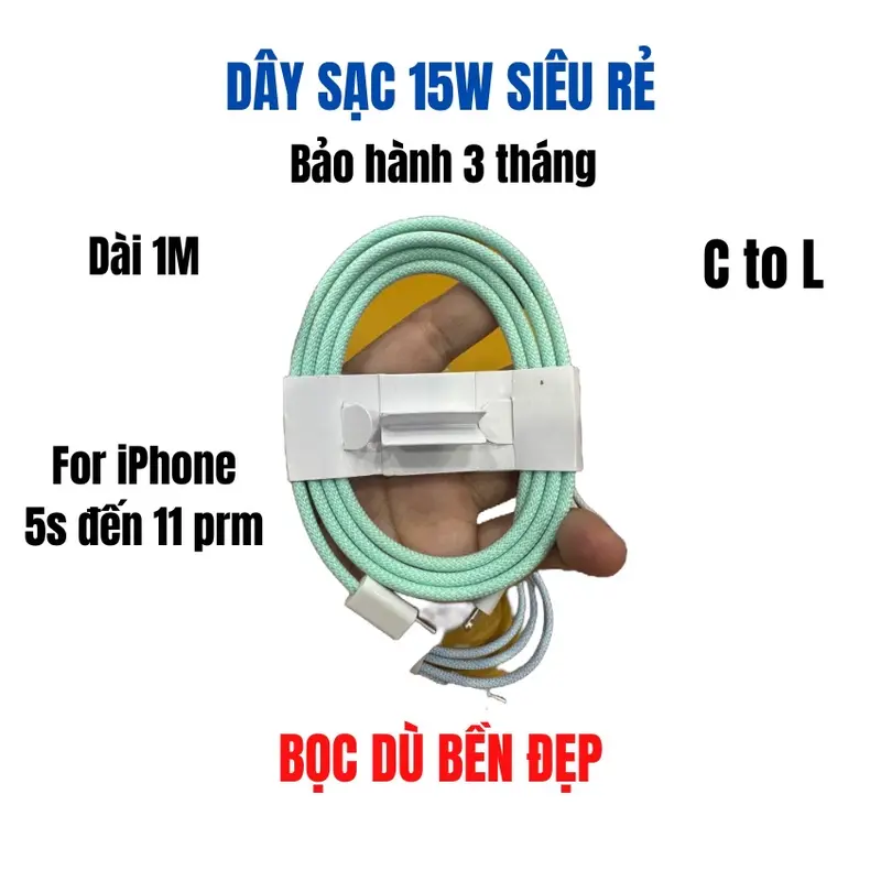 Dậy sạc bọc dù siêu bền- Giá Rẻ cho iPhone 11 PM đổ lại Nhựa DÂY SẠC 15W Phụ Kiện cáp sạcnhanh 20w 0